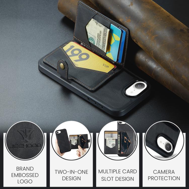 Funda para teléfono con billetera magnética desmontable estilo retro JEEHOOD J01, For iPhone 17e / 16e, For iPhone 17 Pro Max, For iPhone 17 Pro, For iPhone Air, For iPhone 16 Pro Max, For iPhone 16 Pro