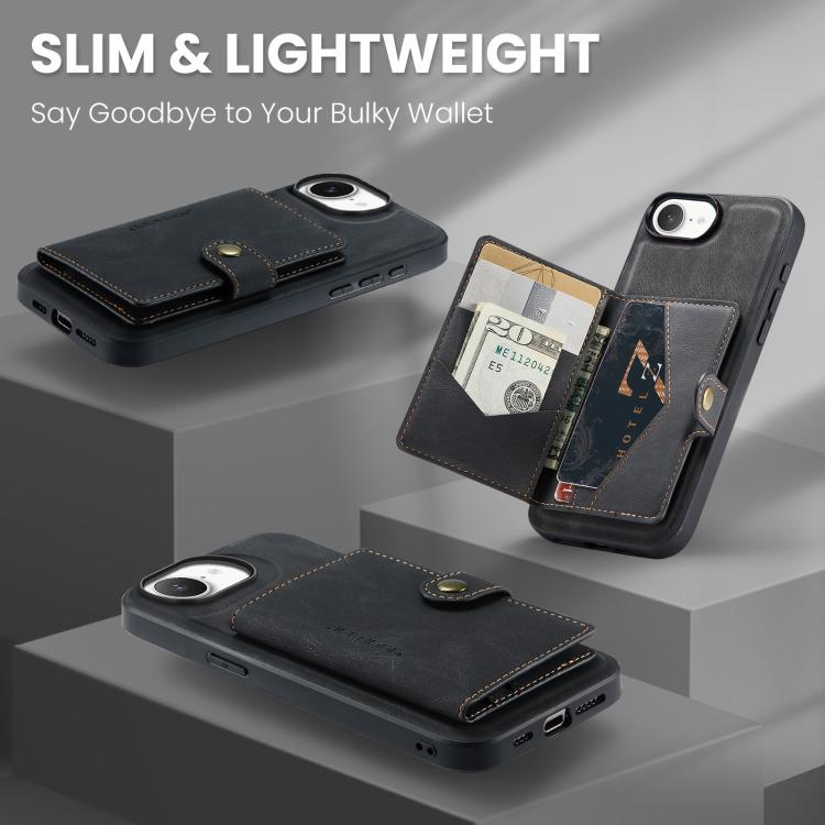 Funda para teléfono con billetera magnética desmontable estilo retro JEEHOOD J01, For iPhone 17e / 16e, For iPhone 17 Pro Max, For iPhone 17 Pro, For iPhone Air, For iPhone 16 Pro Max, For iPhone 16 Pro