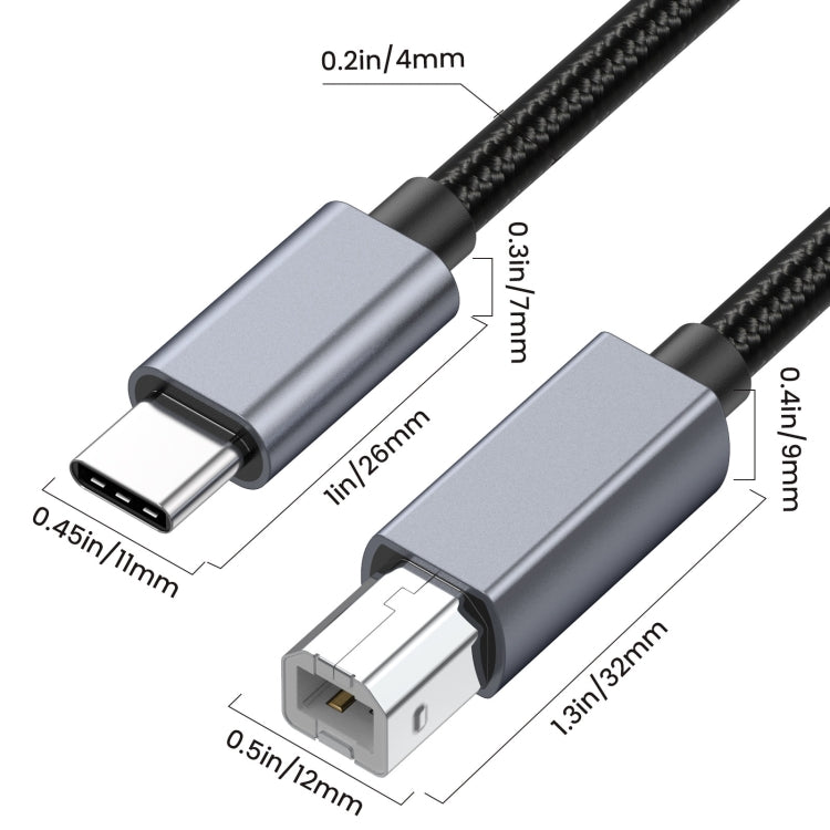 Cable adaptador de teclado MIDI para impresora BM USB-C/Tipo-C a USB-B, 0.5m, 1.8m, 3m
