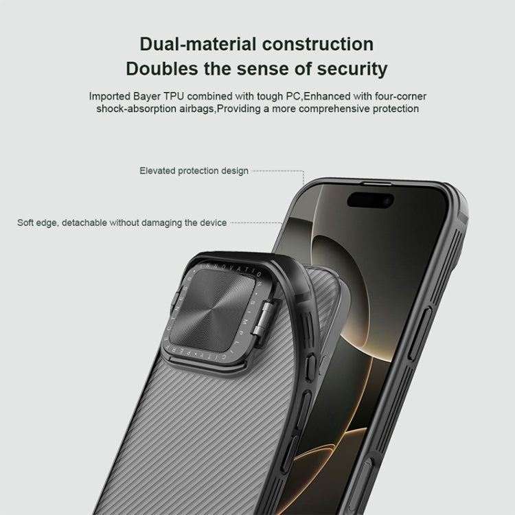 Funda para teléfono translúcida para PC NILLKIN CamShield Prop, For iPhone 16 Pro Max, For iPhone 16 Pro
