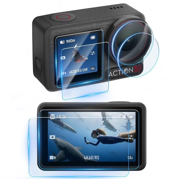 STARTRC 3 en 1 Protector de lente Pantalla delantera y trasera Películas de vidrio templado, For DJI Osmo Action 5 Pro