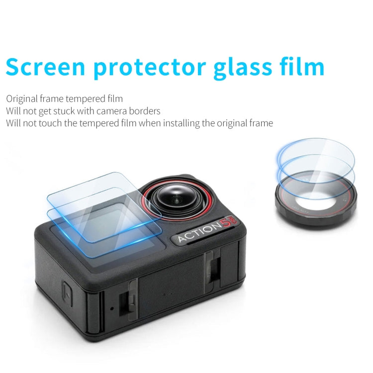 STARTRC 3 en 1 Protector de lente Pantalla delantera y trasera Películas de vidrio templado, For DJI Osmo Action 5 Pro