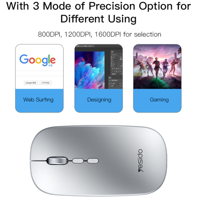 Ratón óptico inalámbrico recargable Yesido KB15 Slim 2.4G, KB15