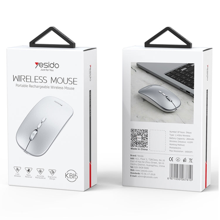 Ratón óptico inalámbrico recargable Yesido KB15 Slim 2.4G, KB15