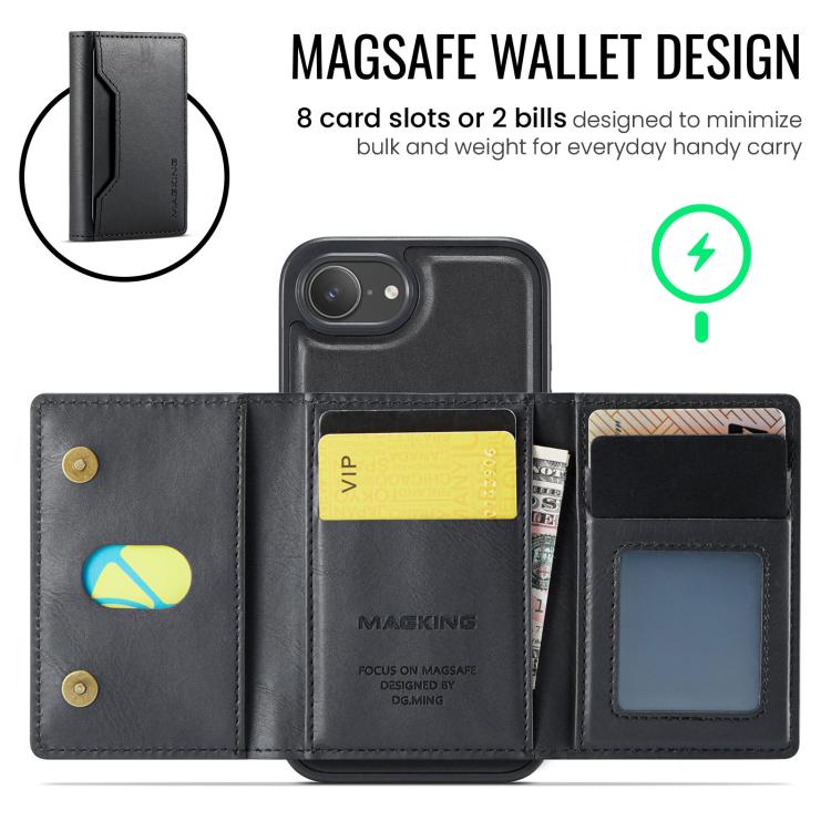 Estuche para teléfono desmontable con funda para tarjeta RFID MagSafe serie DG.MING MAGKING-K2, For iPhone 17e / 16e, For iPhone 17 Pro Max, For iPhone 17 Pro, For iPhone 17, For iPhone Air, For iPhone 16 Pro Max, For iPhone 16 Pro, For iPhone 16 Plus ...