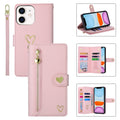 Funda de cuero para teléfono con cremallera y ranuras para varias tarjetas POLA Love, For iPhone 11