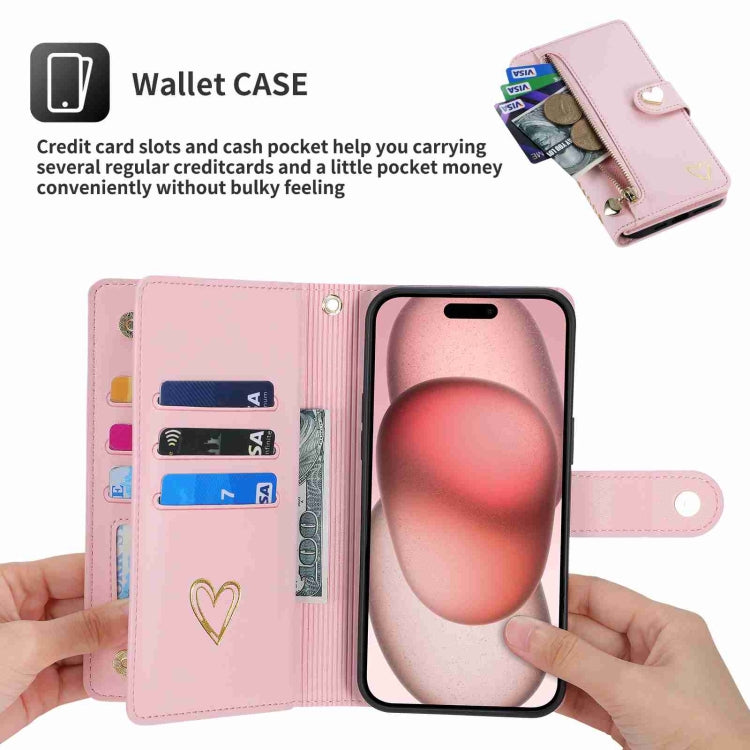 Funda de cuero para teléfono con cremallera y ranuras para varias tarjetas POLA Love, For iPhone 11