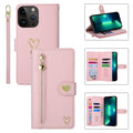 Funda de cuero para teléfono con cremallera y ranuras para varias tarjetas POLA Love, For iPhone 13 Pro Max, For iPhone 13 Pro, For iPhone 13, For iPhone 12, For iPhone 12 Pro Max, For iPhone 12 Pro, For iPhone 11 Pro Max, For iPhone 11 Pro