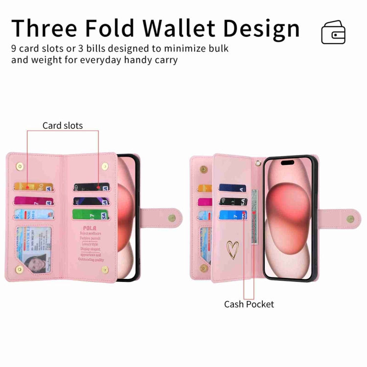 Funda de cuero para teléfono con cremallera y ranuras para varias tarjetas POLA Love, For iPhone 13 Pro Max, For iPhone 13 Pro, For iPhone 13, For iPhone 12, For iPhone 12 Pro Max, For iPhone 12 Pro, For iPhone 11 Pro Max, For iPhone 11 Pro