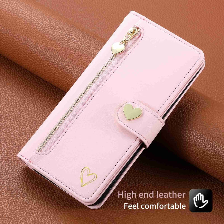 Funda de cuero para teléfono con cremallera y ranuras para varias tarjetas POLA Love, For iPhone 15 Pro Max, For iPhone 15 Pro, For iPhone 15 Plus, For iPhone 15, For iPhone 14 Plus, For iPhone 14, For iPhone 14 Pro, For iPhone 14 Pro Max