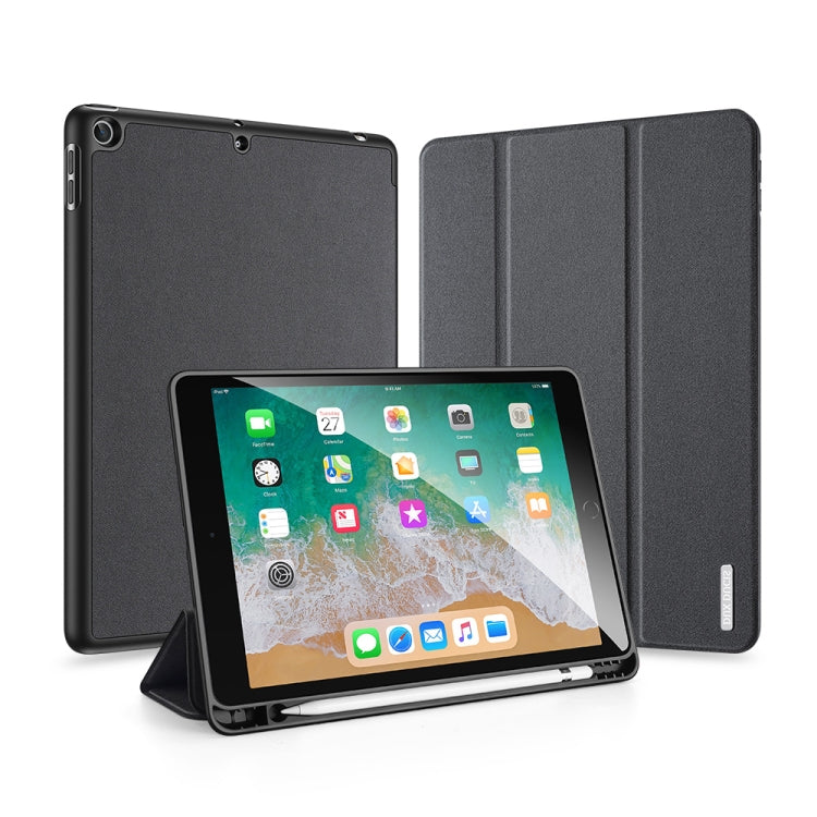 DUX DUCIS Domo Series Estuche de cuero de PU magnético con tapa horizontal con tres soportes plegables y ranura para bolígrafo, For iPad 9.7 inch(2017)/9.7 inch(2018)/iPad 6