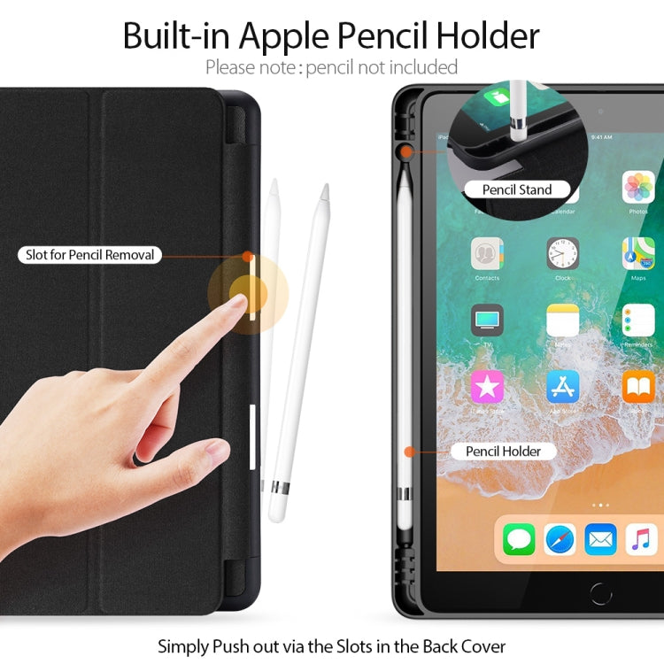 DUX DUCIS Domo Series Estuche de cuero de PU magnético con tapa horizontal con tres soportes plegables y ranura para bolígrafo, For iPad 9.7 inch(2017)/9.7 inch(2018)/iPad 6