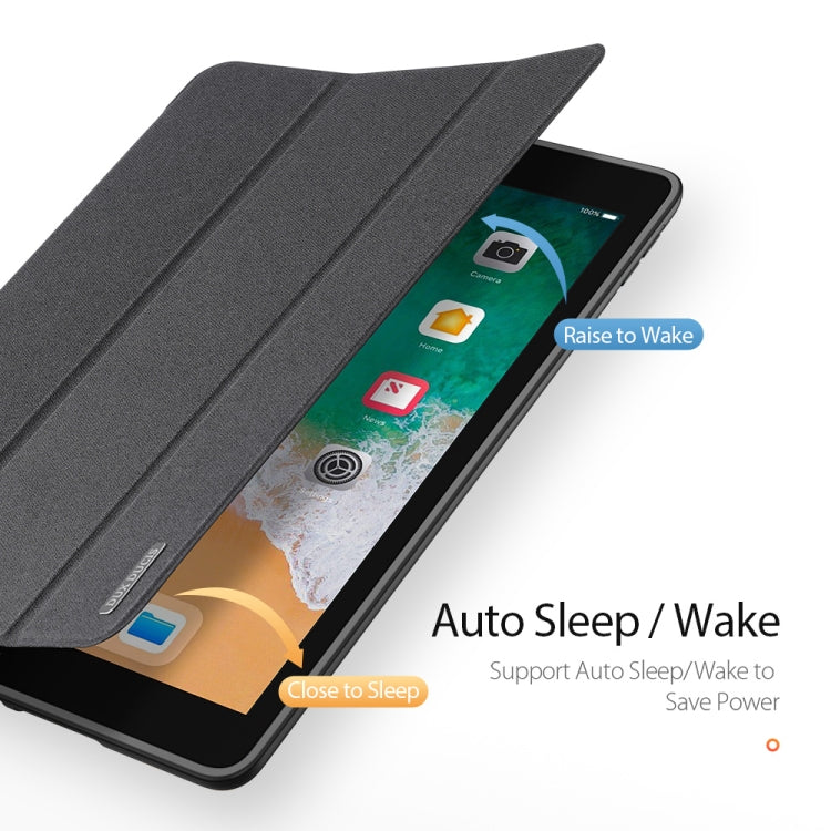 DUX DUCIS Domo Series Estuche de cuero de PU magnético con tapa horizontal con tres soportes plegables y ranura para bolígrafo, For iPad 9.7 inch(2017)/9.7 inch(2018)/iPad 6