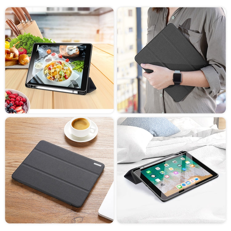 DUX DUCIS Domo Series Estuche de cuero de PU magnético con tapa horizontal con tres soportes plegables y ranura para bolígrafo, For iPad 9.7 inch(2017)/9.7 inch(2018)/iPad 6