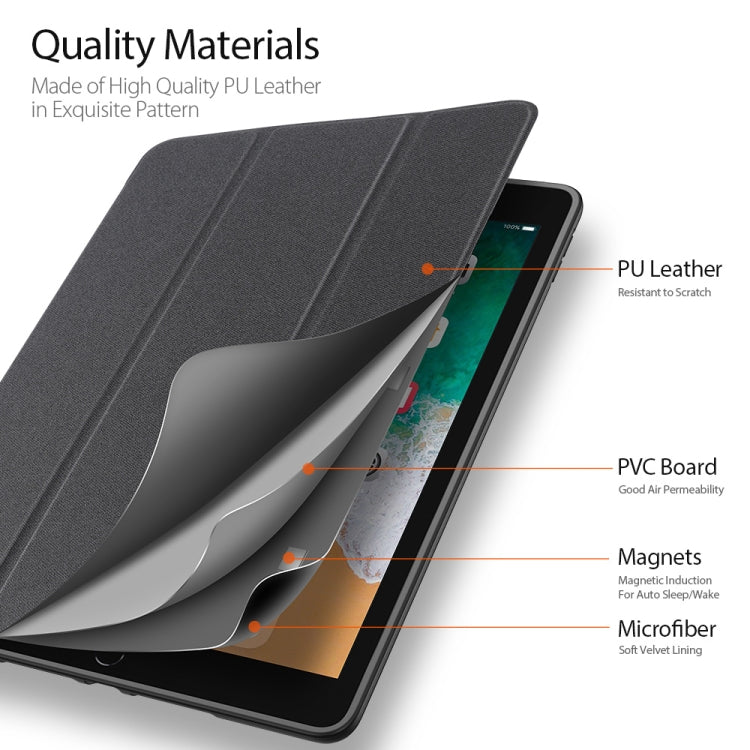 DUX DUCIS Domo Series Estuche de cuero de PU magnético con tapa horizontal con tres soportes plegables y ranura para bolígrafo, For iPad 9.7 inch(2017)/9.7 inch(2018)/iPad 6