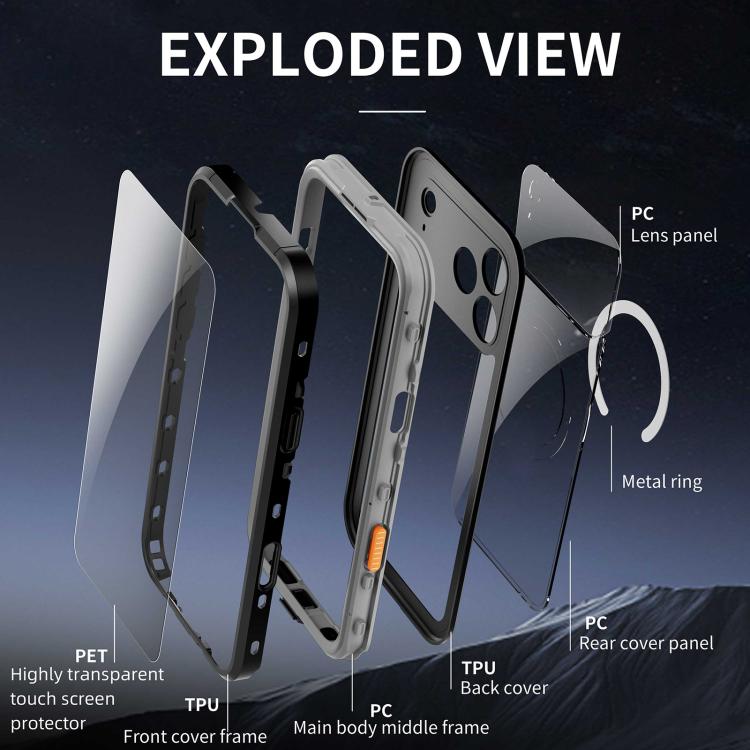 Funda para teléfono con protección MagSafe triple a prueba de agua IP68 con puntos transparentes de RedPepper, For iPhone 17 Pro Max, For iPhone 17 Pro, For iPhone 17, For iPhone Air, For iPhone 16 Pro Max, For iPhone 16 Pro, For iPhone 16 Plus        ...