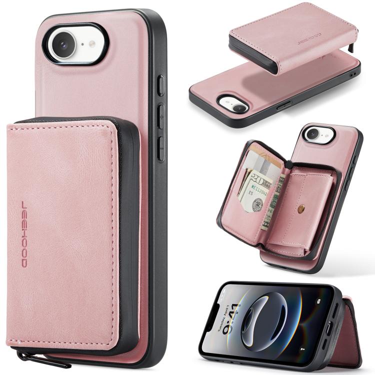 Funda de cuero para teléfono con tapa horizontal y cremallera magnética JEEHOOD J02, For iPhone 17e / 16e, For iPhone 17 Pro Max, For iPhone 17 Pro, For iPhone Air, For iPhone 16 Plus, For iPhone 16