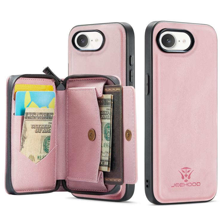 Funda de cuero para teléfono con tapa horizontal y cremallera magnética JEEHOOD J02, For iPhone 17e / 16e, For iPhone 17 Pro Max, For iPhone 17 Pro, For iPhone Air, For iPhone 16 Plus, For iPhone 16