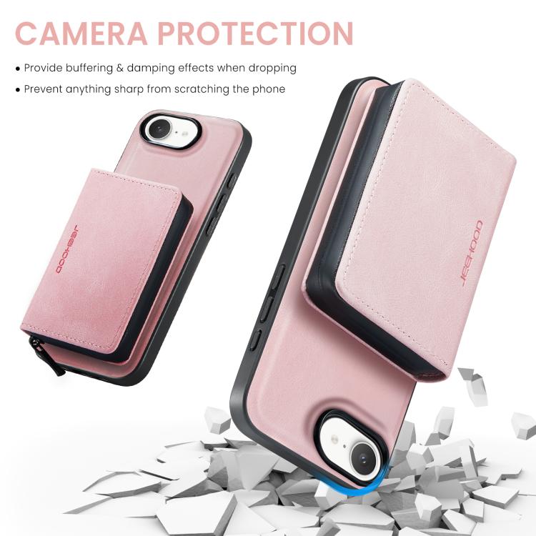 Funda de cuero para teléfono con tapa horizontal y cremallera magnética JEEHOOD J02, For iPhone 17e / 16e, For iPhone 17 Pro Max, For iPhone 17 Pro, For iPhone Air, For iPhone 16 Plus, For iPhone 16