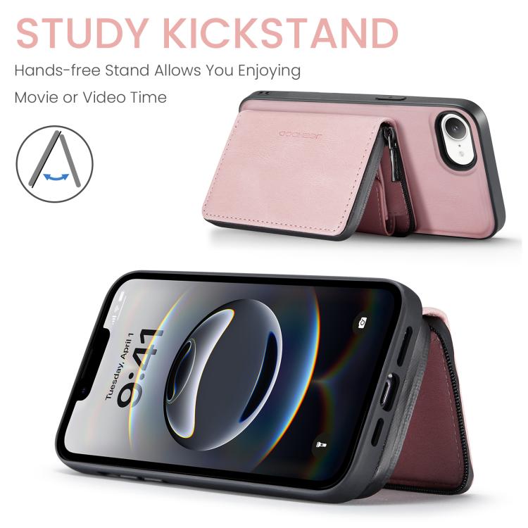 Funda de cuero para teléfono con tapa horizontal y cremallera magnética JEEHOOD J02, For iPhone 17e / 16e, For iPhone 17 Pro Max, For iPhone 17 Pro, For iPhone Air, For iPhone 16 Plus, For iPhone 16