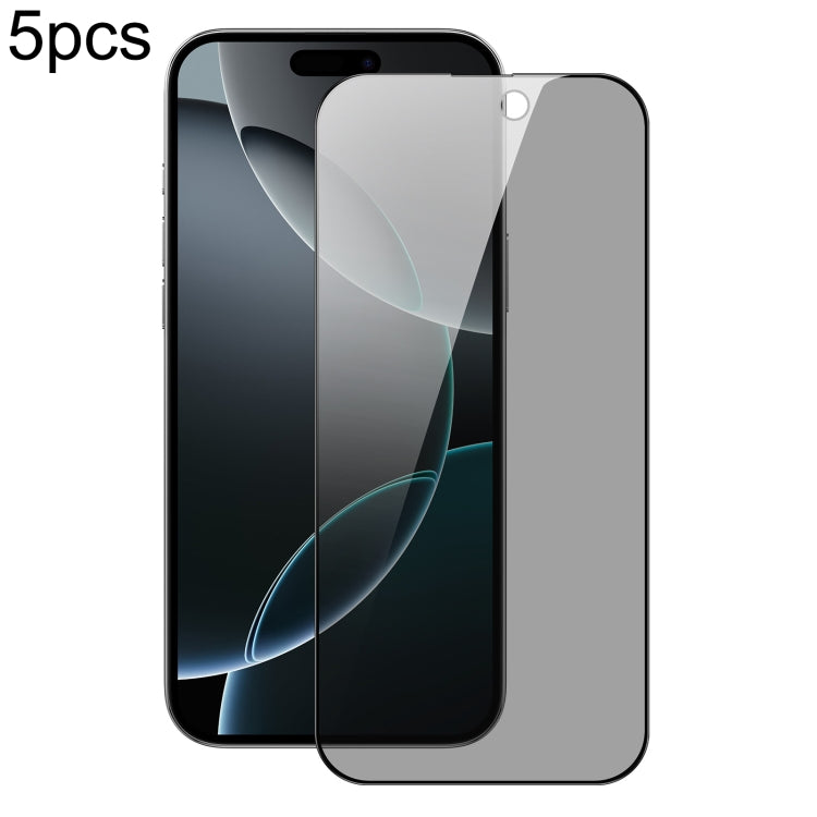 5 piezas DUX DUCIS 0,33 mm 9H Película de vidrio templado HD antiespía de aluminio de alta calidad, For iPhone 17e / 16e, For iPhone 17 Pro Max, For iPhone 17 Pro, For iPhone 17, For iPhone Air, For iPhone 16 Pro Max, For iPhone 16 Pro, For iPhone 16 P...