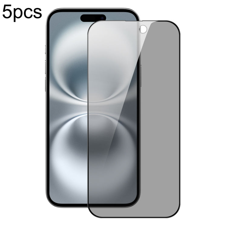 5 piezas DUX DUCIS 0,33 mm 9H Película de vidrio templado HD antiespía de aluminio de alta calidad, For iPhone 17e / 16e, For iPhone 17 Pro Max, For iPhone 17 Pro, For iPhone 17, For iPhone Air, For iPhone 16 Pro Max, For iPhone 16 Pro, For iPhone 16 P...