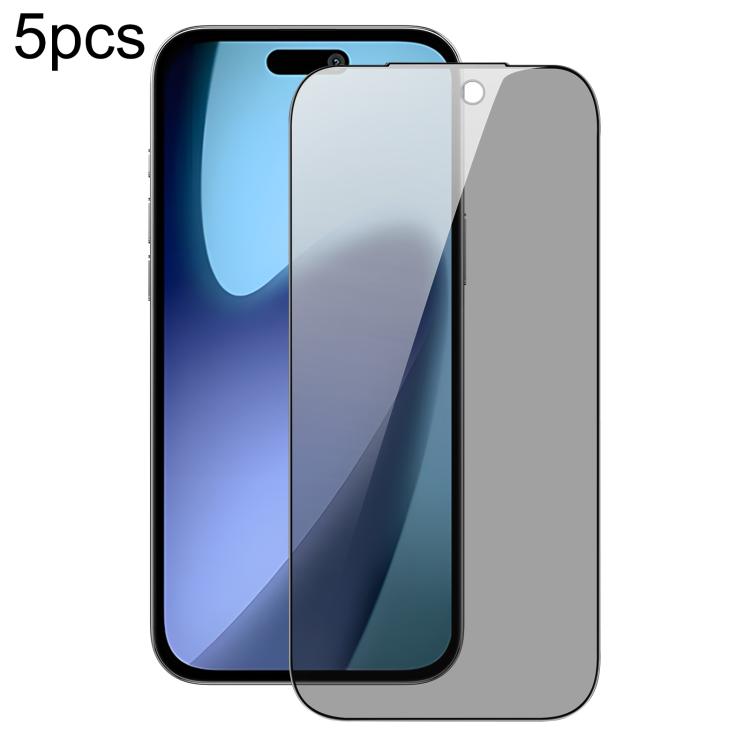 5 piezas DUX DUCIS 0,33 mm 9H Película de vidrio templado HD antiespía de aluminio de alta calidad, For iPhone 17e / 16e, For iPhone 17 Pro Max, For iPhone 17 Pro, For iPhone 17, For iPhone Air, For iPhone 16 Pro Max, For iPhone 16 Pro, For iPhone 16 P...