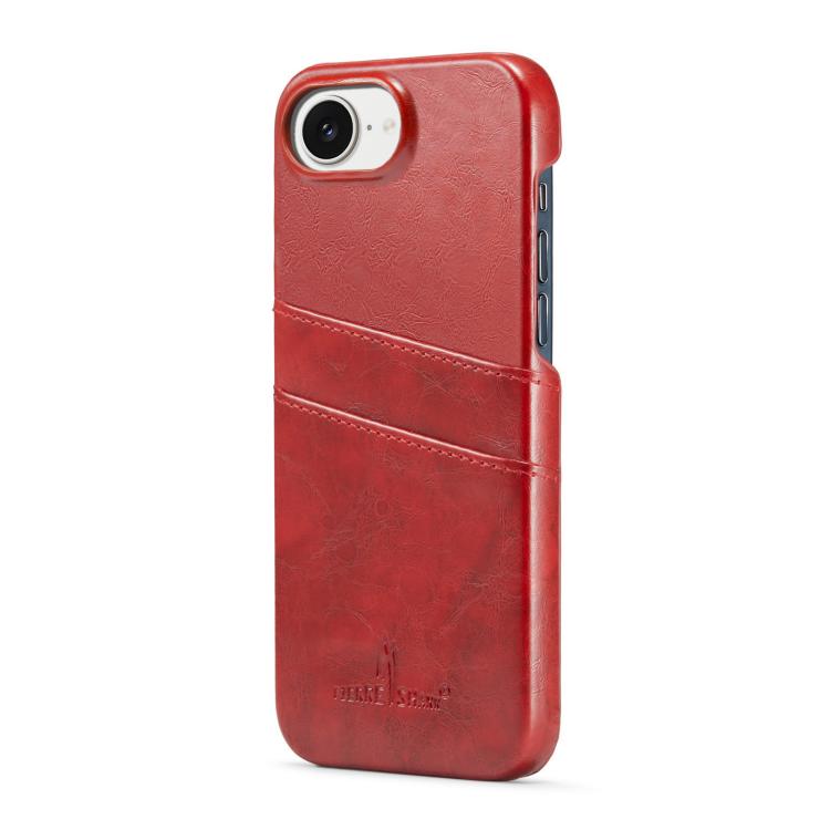 Funda para teléfono de cuero sintético con ranuras para tarjetas y textura de cera al óleo retro Fierre Shann, For iPhone 17e / 16e, For iPhone 17 Pro Max, For iPhone 17 Pro, For iPhone 17, For iPhone Air, For iPhone 16 Pro Max, For iPhone 16 Pro      ...