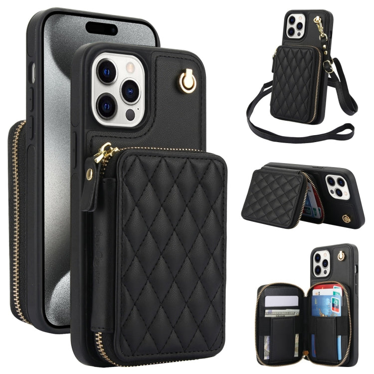 Cartera cruzada con cremallera AwQuer, funda para teléfono con parte trasera de cuero con forma de rombo, For iPhone 14 Plus, For iPhone 14 / 13, For iPhone 14 Pro, For iPhone 14 Pro Max, For iPhone 7 / 8 / SE 2022, For iPhone 13 Pro Max