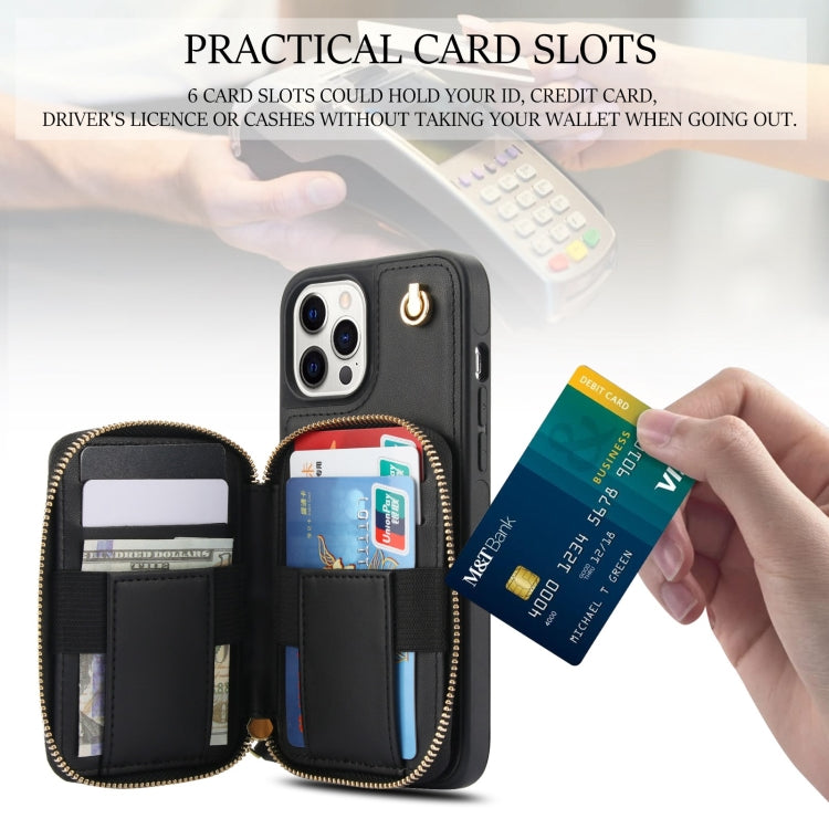 Cartera cruzada con cremallera AwQuer, funda para teléfono con parte trasera de cuero con forma de rombo, For iPhone 13 Pro, For iPhone 12 / 12 Pro, For iPhone 12 Pro Max, For iPhone 11 Pro Max, For iPhone 11, For iPhone 11 Pro