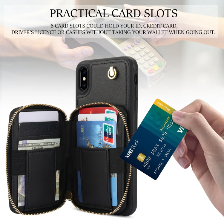 Cartera cruzada con cremallera AwQuer, funda para teléfono con parte trasera de cuero con forma de rombo, For iPhone X / XS, For iPhone XR, For iPhone XS Max, For iPhone 7 Plus / 8 Plus