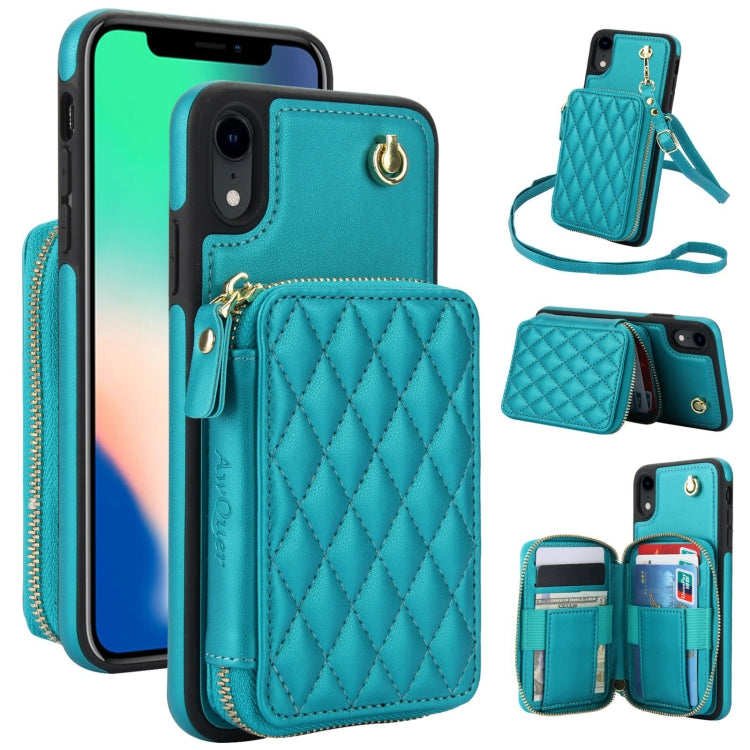 Cartera cruzada con cremallera AwQuer, funda para teléfono con parte trasera de cuero con forma de rombo, For iPhone X / XS, For iPhone XR, For iPhone XS Max, For iPhone 7 Plus / 8 Plus