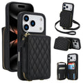 Cartera cruzada con cremallera AwQuer, funda para teléfono con parte trasera de cuero con forma de rombo, For iPhone 17 Pro Max, For iPhone 17 Pro, For iPhone 17, For iPhone Air, For iPhone 16 Pro Max, For iPhone 16 Pro