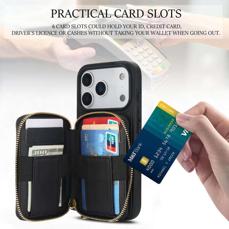 Cartera cruzada con cremallera AwQuer, funda para teléfono con parte trasera de cuero con forma de rombo, For iPhone 17 Pro Max, For iPhone 17 Pro, For iPhone 17, For iPhone Air, For iPhone 16 Pro Max, For iPhone 16 Pro