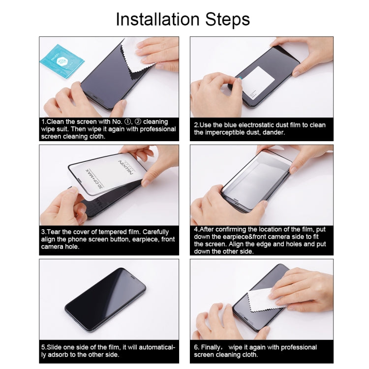 Película de vidrio templado de cobertura total antiexplosiones NILLKIN 3D CP+MAX, For iPhone 16 Pro Max, For iPhone 16 Pro, For iPhone 16 Plus, For iPhone 16