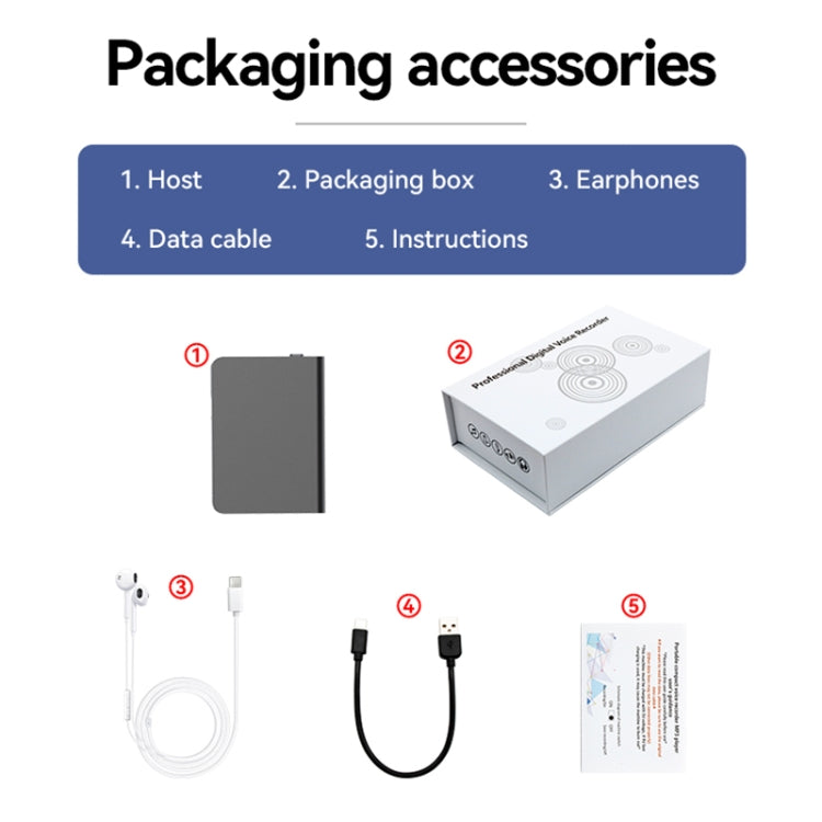 Lápiz de grabación de voz con reducción de ruido HD ultrafino Q61A compatible con control por aplicación, 8GB, 16GB, 32GB, 64GB, 128GB