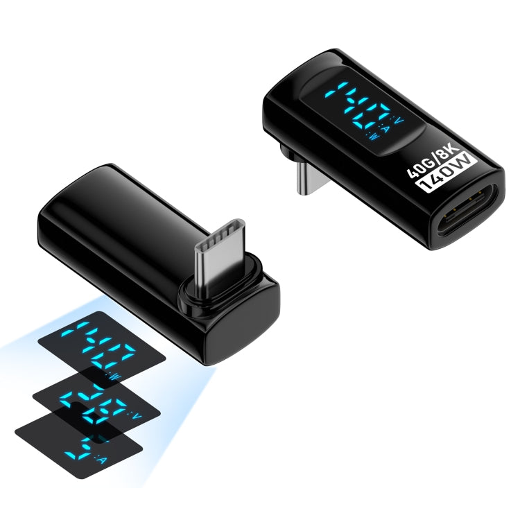 Adaptador estéreo con pantalla digital PD de 140 W tipo C/USB-C a tipo C/USB-C, Stereo Bend