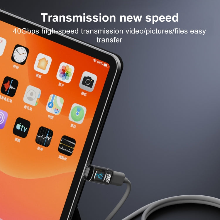 Adaptador estéreo con pantalla digital PD de 140 W tipo C/USB-C a tipo C/USB-C, Stereo Bend
