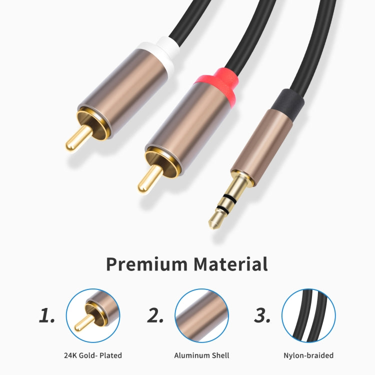 Cable de audio con conector de amplificador de 3,5 mm macho a 2 RCA macho, 1m, 2m, 3m