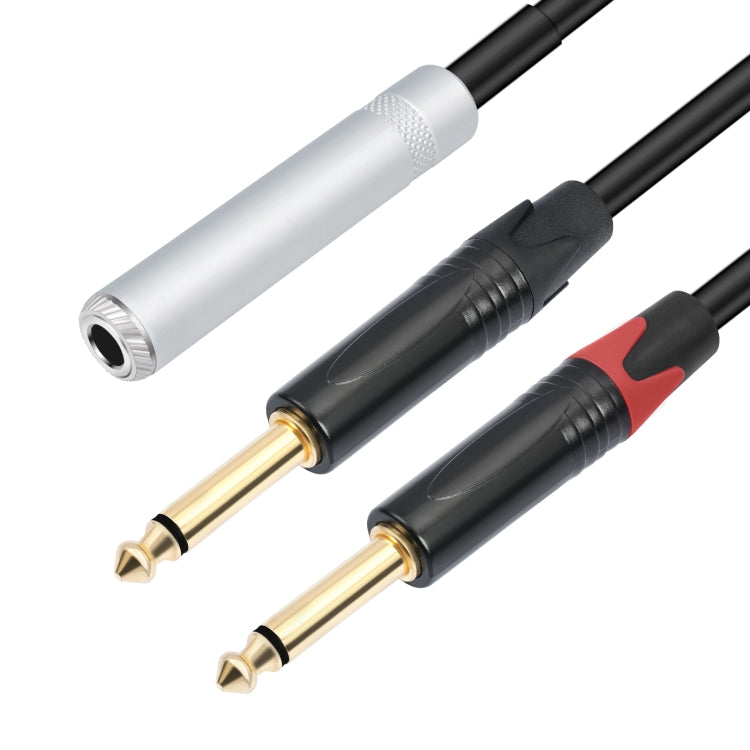 Cable de audio estéreo TRS hembra de 6,35 mm y 1/4" a conector macho doble tipo Y, 6.35mm F to 2 x M
