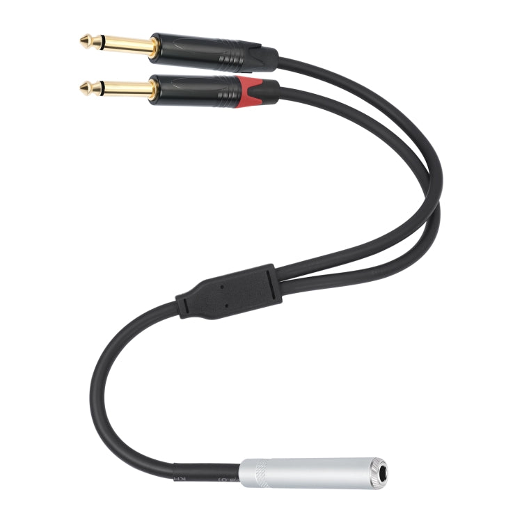Cable de audio estéreo TRS hembra de 6,35 mm y 1/4" a conector macho doble tipo Y, 6.35mm F to 2 x M