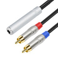 Cable de audio estéreo TRS hembra de 6,35 mm y 1/4" a RCA macho doble tipo Y, 6.35mm F to 2 RCA