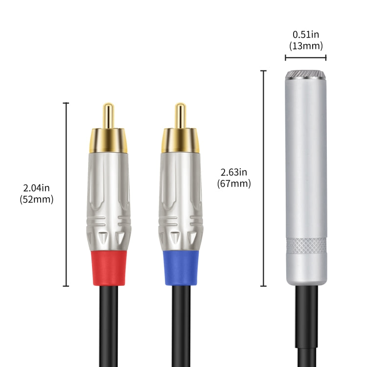 Cable de audio estéreo TRS hembra de 6,35 mm y 1/4" a RCA macho doble tipo Y, 6.35mm F to 2 RCA