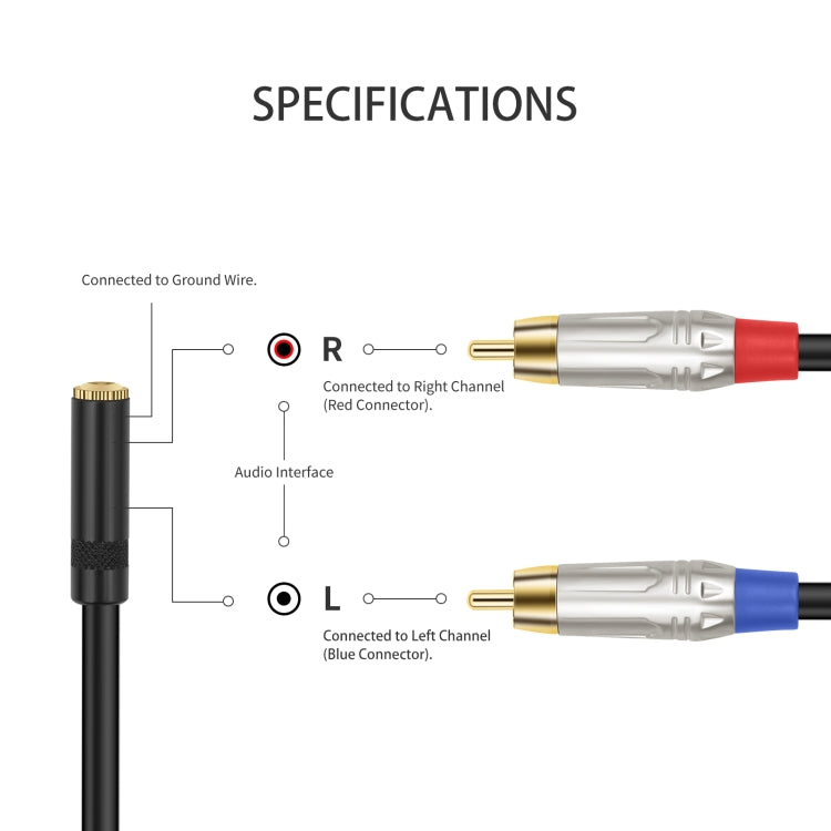 Cable de audio estéreo TRS hembra de 3,5 mm y 1/8" a RCA macho doble tipo Y, 3.5mm F to 2 RCA