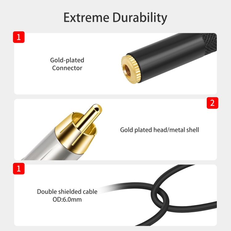Cable de audio estéreo TRS hembra de 3,5 mm y 1/8" a RCA macho doble tipo Y, 3.5mm F to 2 RCA