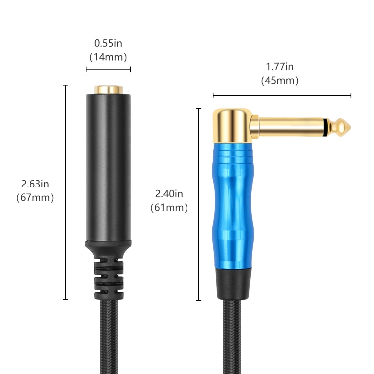 Cable de audio para guitarra eléctrica de 6,35 mm, 1/4 TRS macho a hembra, mono, 0.3m, 1m, 1.8m
