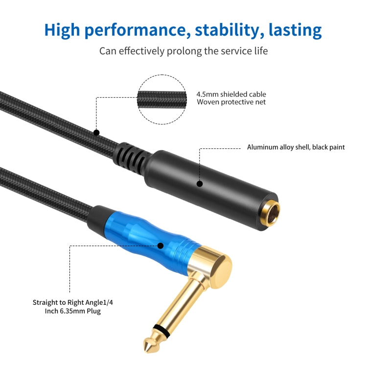 Cable de audio para guitarra eléctrica de 6,35 mm, 1/4 TRS macho a hembra, mono, 0.3m, 1m, 1.8m