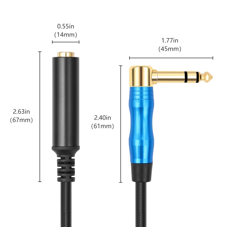 Cable de audio para guitarra eléctrica estéreo de 6,35 mm, 1/4 TRS macho a hembra, 0.3m, 1m, 1.8m