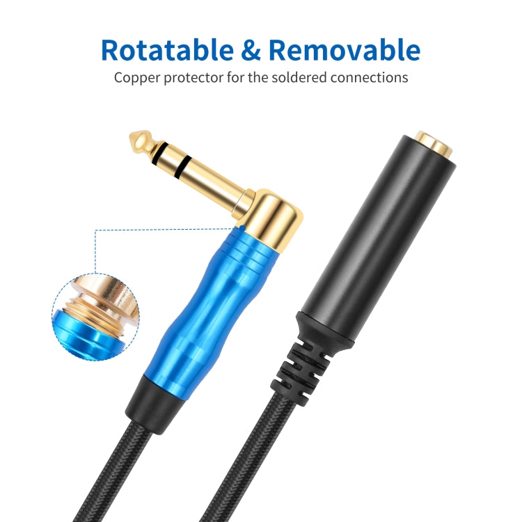 Cable de audio para guitarra eléctrica estéreo de 6,35 mm, 1/4 TRS macho a hembra, 0.3m, 1m, 1.8m