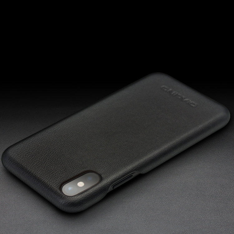 Para iPhone X / XS QIALINO Funda protectora de cuero de vaca a prueba de golpes